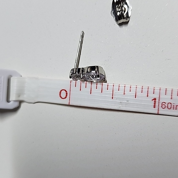 White Gold Filled Small Cubic Zirconia Post Earrings - Picture 10 of 10
